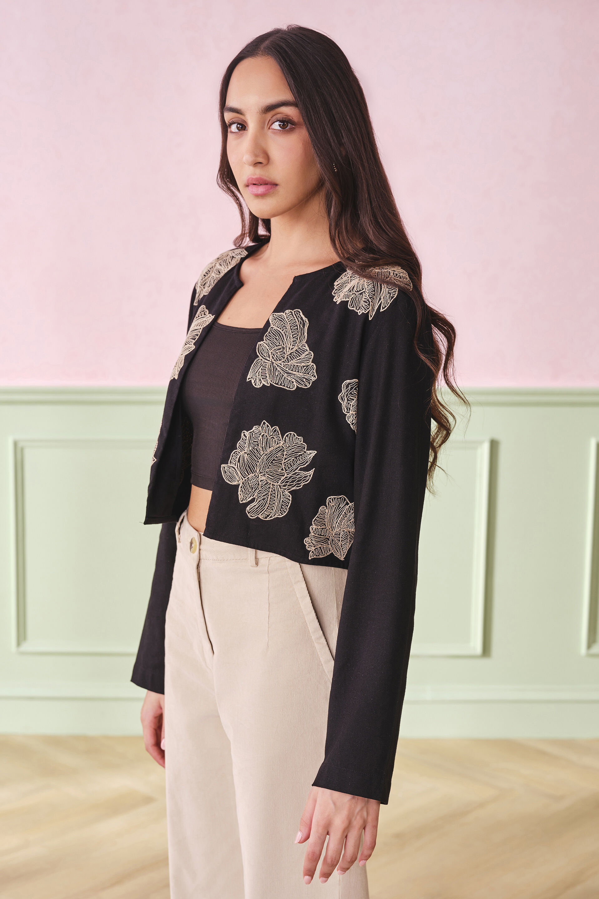 The Gala Noir Viscose Blend Shrug, Black, image 4